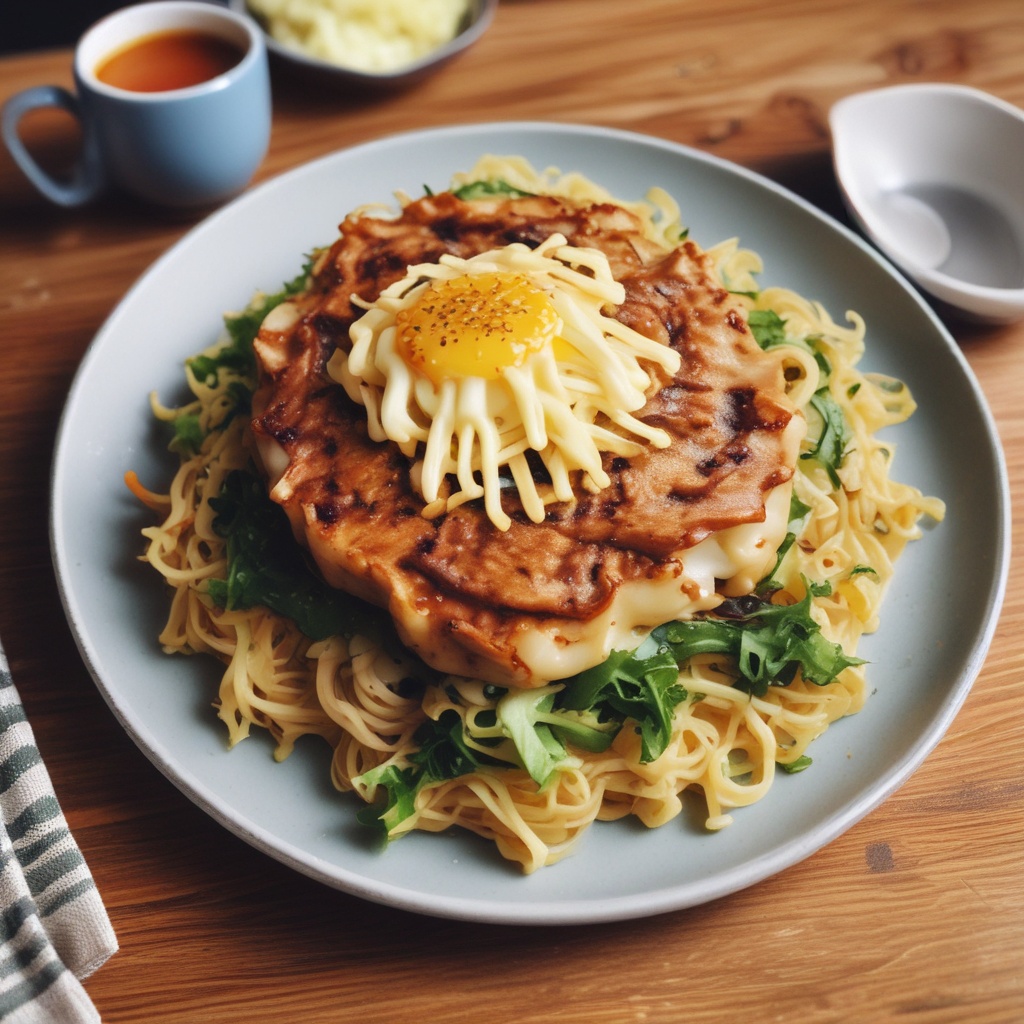 A plate of okonomiyaki