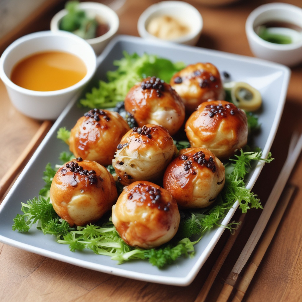 A plate of takoyaki